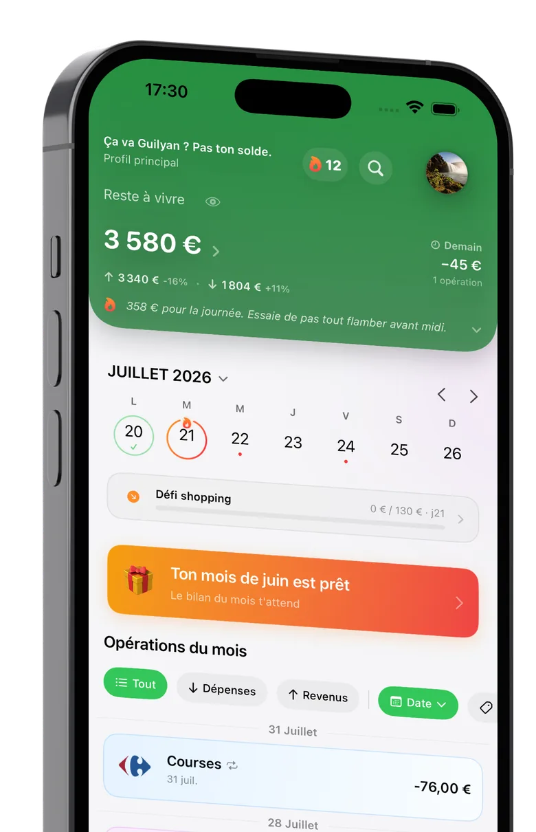 gCompté sur iPhone — suivi des dépenses du mois